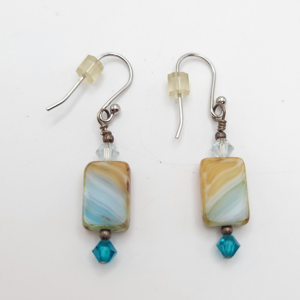 Glass Rectangular Beads Bracelet & Earrings Set - image 3